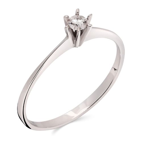 Anel Solitário com Diamante em Ouro Branco 18k 190735