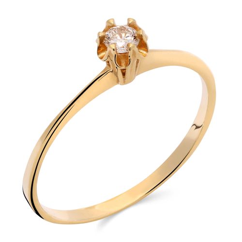 Anel Solitário com Diamante em Ouro Amarelo 18k 190742