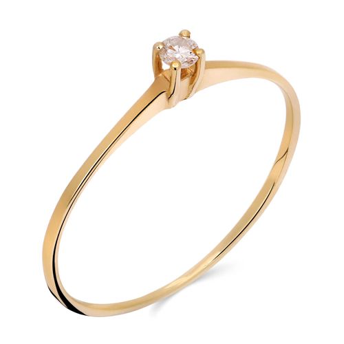 Anel Solitário com Diamante em Ouro Amarelo 18k 190752