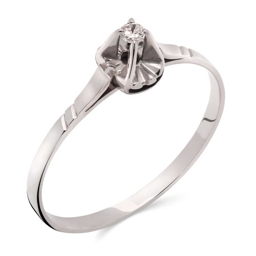 Anel Solitário com Diamante em Ouro Branco 18k 191303