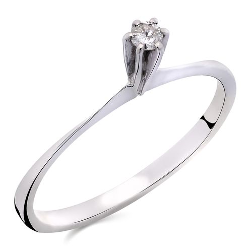 Anel Solitário Com Diamantes Ouro Branco 191435