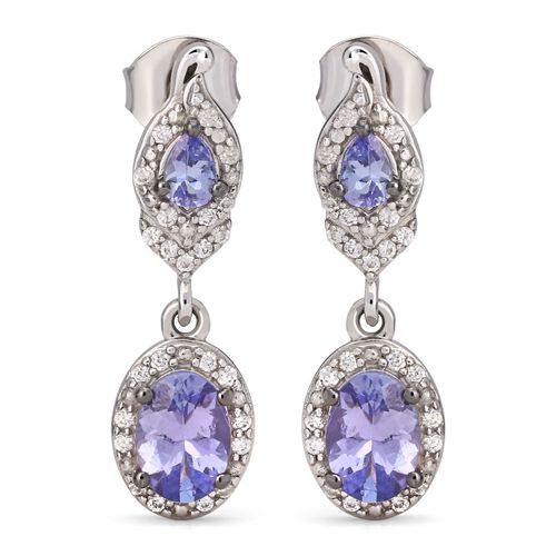 Par de Brinco Tânzanita e Zircônias Prata 193233