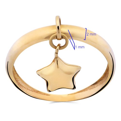 Anel Com Berloque Estrela Ouro Amarelo 193417