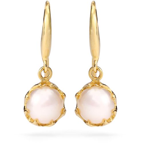 Par de Brincos de Ouro Amarelo 18 k com Perolas 5 mm 194093