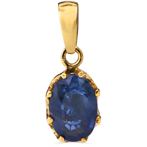Pingente Cestinha com Safira Azul Oval Ouro Amarelo 194212