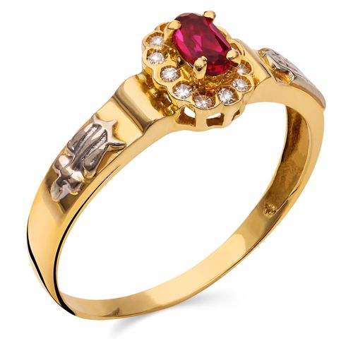 Anel Formatura De Direito com Rubi e Diamantes Ouro Amarelo 196659