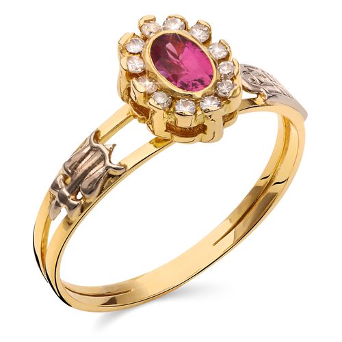 Anel Formatura Direito com Rubi e Diamantes Ouro 196661