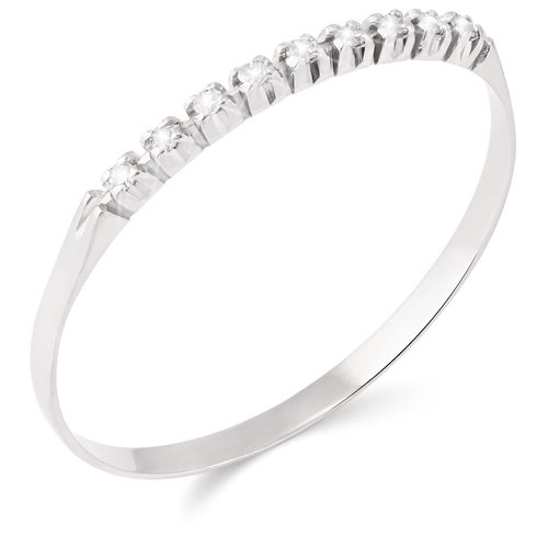 Meia Aliança  de Ouro Branco  com 9 Diamantes 197930