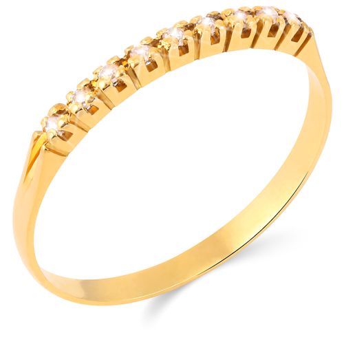Meia Aliança com 9 Zircônias - Ouro Amarelo 18k 197943