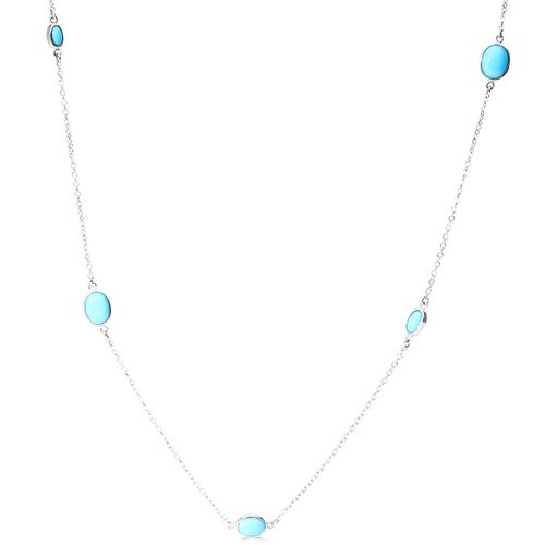 Colar Linha Prata com Turquesas Sleeping Beauty - 93 cm 100127 Colar Linha Prata com Turquesas Sleeping Beauty - 93 cm 100127