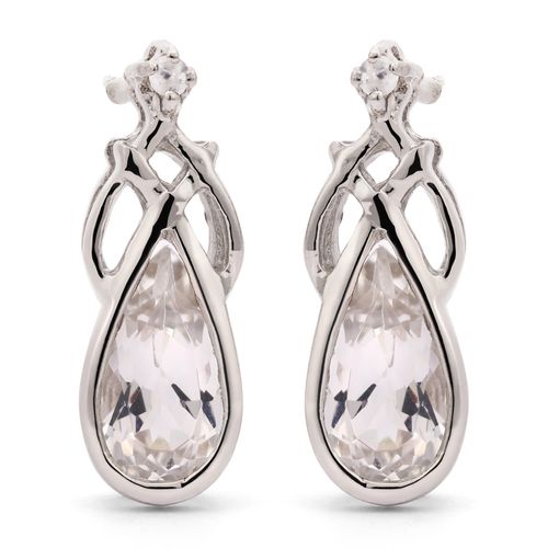 Par de Brinco em Prata com Goshenite Gota Aprox. 1,56 cts e Zirconia 156900