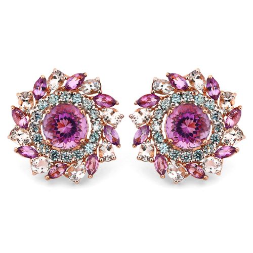 Par de Brinco em Prata Luxo Flor com Ametistas e Zirconias 189671