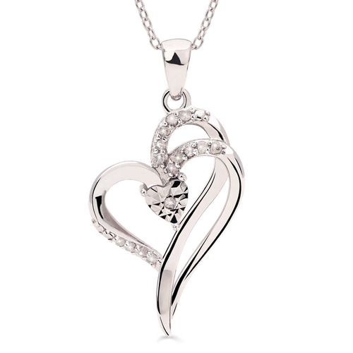 Pingente em Prata 925 Coração com Diamantes 187473
