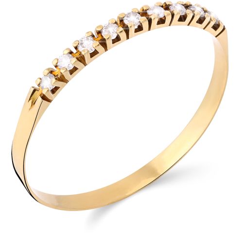 Meia Aliança em Ouro Amarelo 18 k com  Diamantes 198911