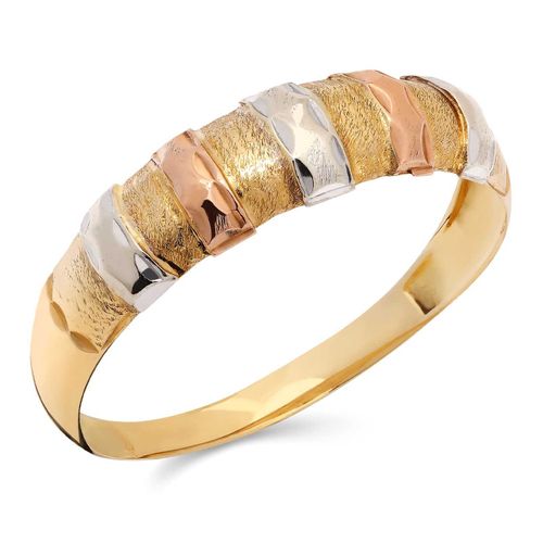 Anel em Ouro 18k Trabalhado com 3 Cores Efeito Diamantado 188780