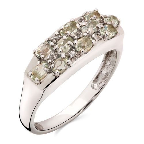 Anel em Prata 925 com Amblygonite e Topázios Brancos 155513 Anel em Prata 925 com Amblygonite e Topázios Brancos 155513