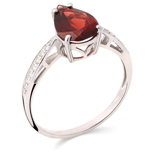 Anel em Prata 925 com Granada Moçambique Gota e Zircônias 156018 Anel em Prata 925 com Granada Moçambique Gota e Zircônias 156018