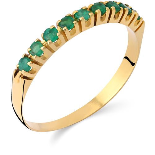 Meia Aliança em Ouro Amarelo 18 k com Esmeraldas 198921