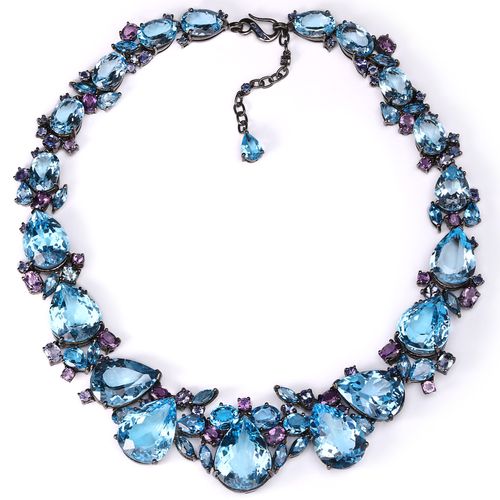 Colar em Prata Luxo com Topázios Azuis, Ametistas e Safiras Azuis 188605