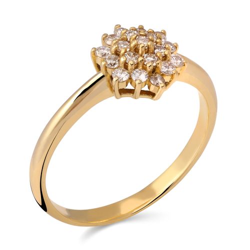 Anel Ouro Amarelo Chuveiro com Diamantes 198684