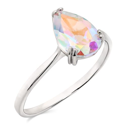 Anel em Prata 925 Com Topázio Místico Gota 156255