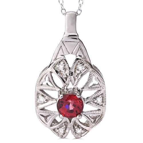 Pingente em Prata 925 com Granada e Topazios Brancos 160920