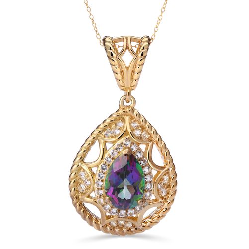 Pingente em Prata Gota Com Topázio Mistico 161627