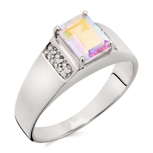 Anel em Prata com Topázio Mistico e Topázios Brancos 163592