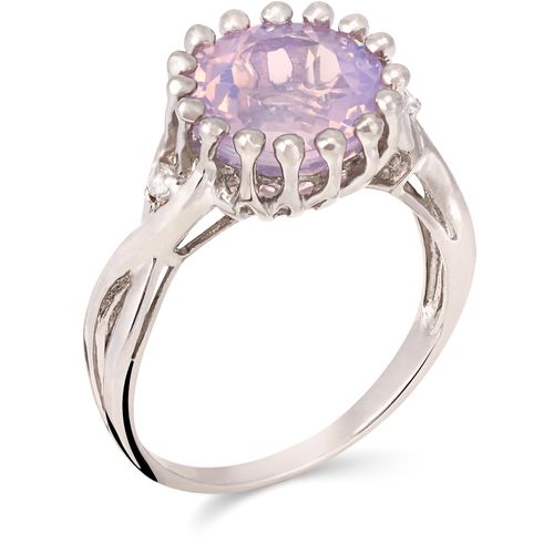 Anel em Prata 925 com Quartzo Lavanda e Topázios Brancos 156096