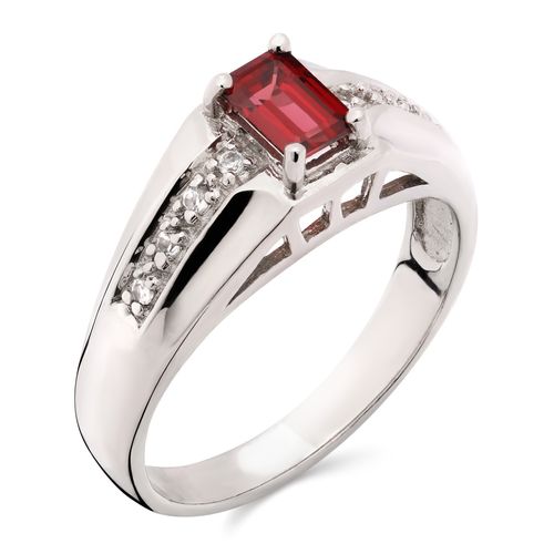 Anel em Prata 925 com Rodolita e Tópazios Brancos 169432