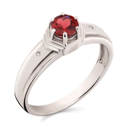 Anel em Prata 925 com Rodolita e Topazios Brancos 171772