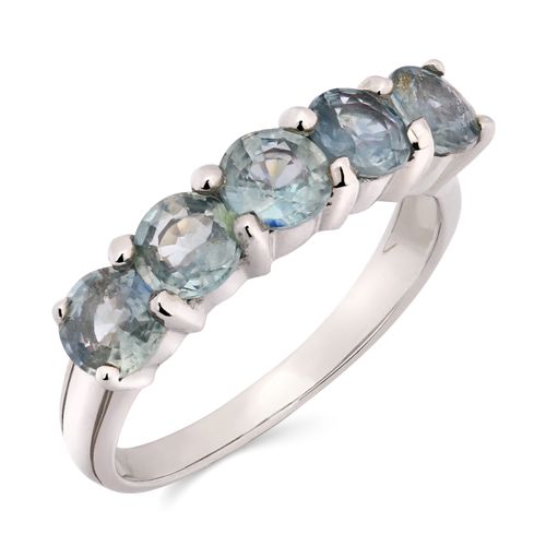 Meia Aliança em Prata 925 com Safira Azul 167783