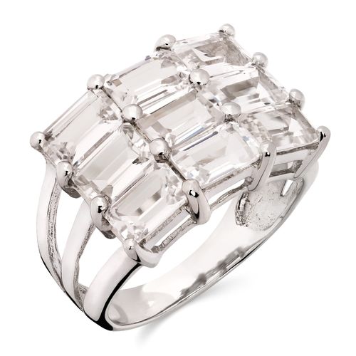 Anel em Prata 925 com Topázio Branco Baguete 155430