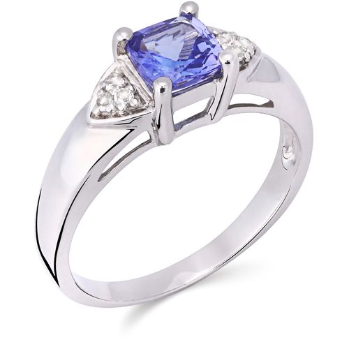 Anel em Prata 925 com Tanzanita e Topazios Brancos 170610