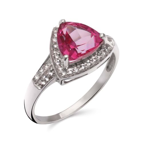 Anel em Prata 925 com Topázio Flamingo Delta e Topázios Brancos 169173