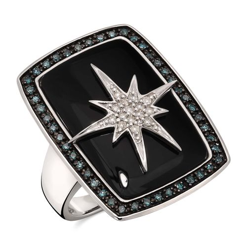 Anel em Prata 925 com Ônix e Diamantes 125999