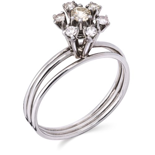 Anel em Ouro Branco 18 k com Diamantes 116209