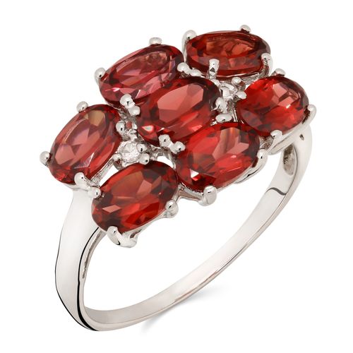 Anel em Prata 925 com Granadas e Topázios Brancos 168564