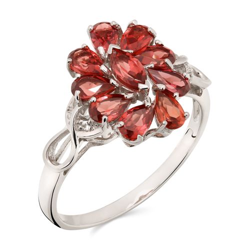 Anel em Prata 925 com Granadas Mozambique e Topázios Brancos 171812