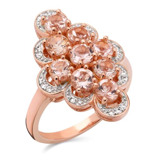 Anel em Prata 925 com Morganitas e Zirconias Brancas 176157