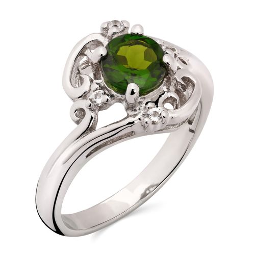 Anel Em Prata 925 com Cromodiopside e Topázios Brancos 155138