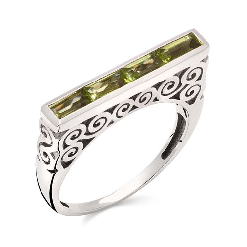 Meia Aliança em Prata 925 com Peridotos 183599