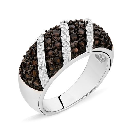 Anel Em Prata com Topázios Smokes e Diamantes Aprox. 93 pts 101791