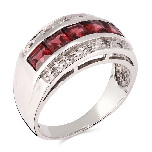 Anel em Prata 925 com Rodolitas e Topazios Brancos 163227