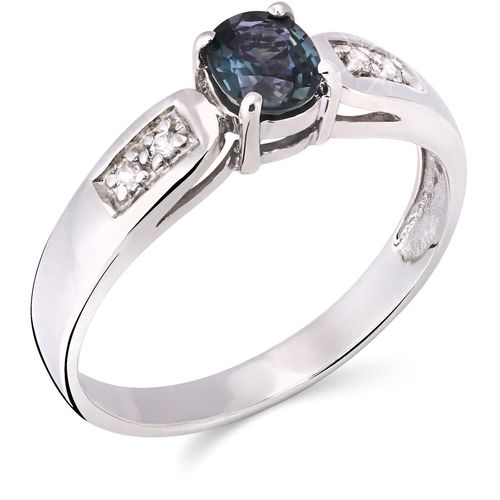 Anel Em Prata 925 com Safira Change Colour e Safiras Brancas 155193