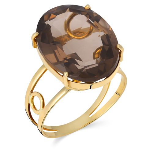 Anel em Ouro Amarelo 18k comTopázio Fumê 197053