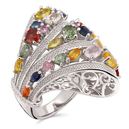 Anel em Prata com Safiras Coloridas Aprox. 8,14 cts 130968