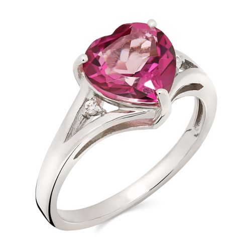 Anel em Prata com Topázio Uva Coração e Zirconias Aprox. 2,60 cts 155006