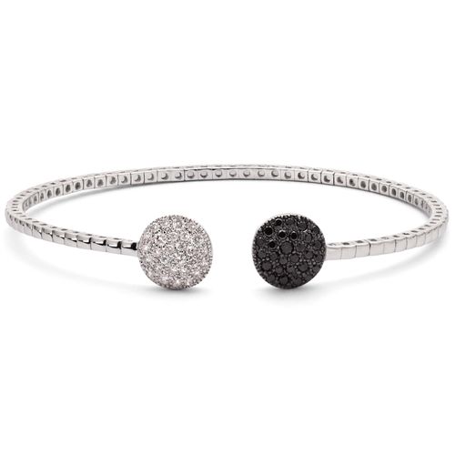 Bracelete em Ouro Branco 18k com Diamantes Negros e Diamantes Brancos 191477