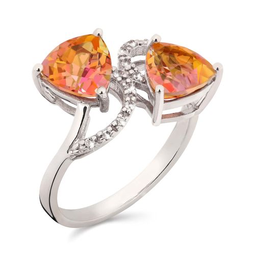 Anel em Prata com Topázios Mistícos Aprox. 2,97 cts e Topázios Brancos 160123